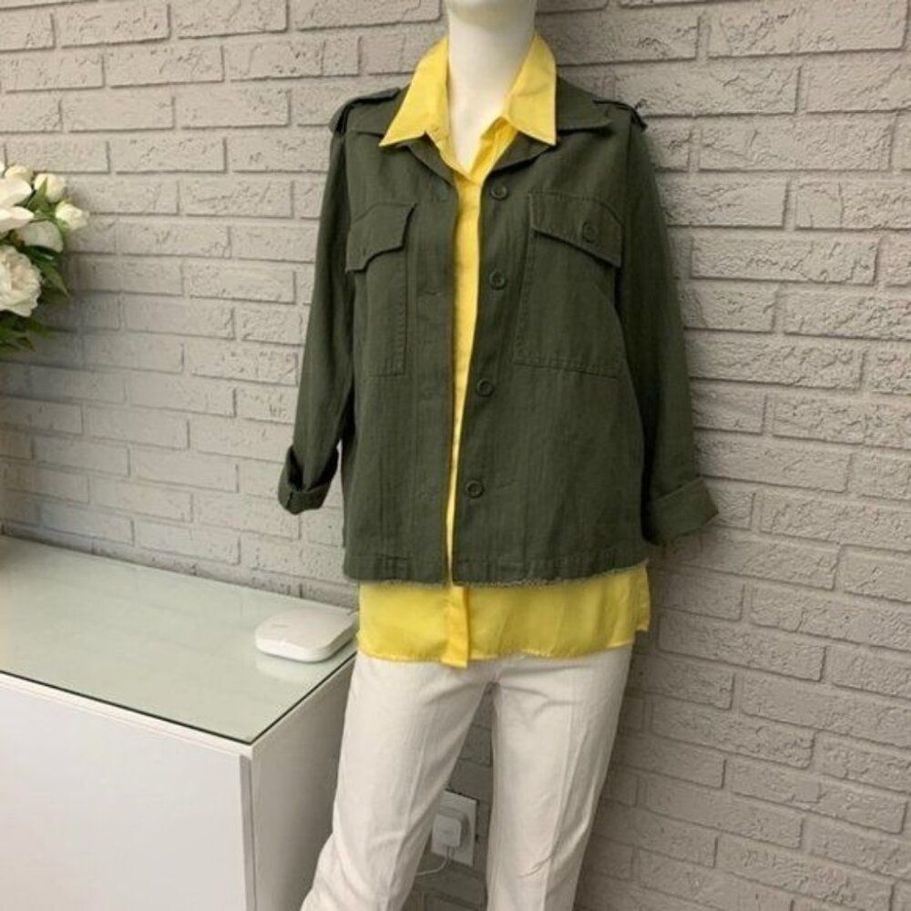 Universal Thread Women Green Long Sleeve Utility Jacket Size M